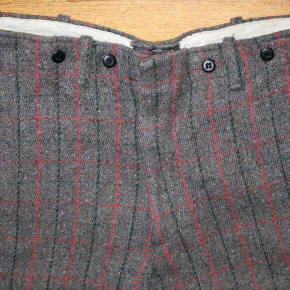 Vintage A-Kay Wool Plaid Windowpane Hunting Logging Work Pants Men's 36x28 - Picture 3 of 11